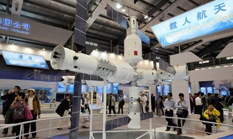 A model of the Tiangong-1 space station at the Airshow China exhibition. Photograph: Ranwen/Imaginechina