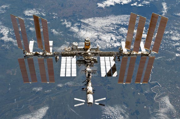 The International Space Station as photographed by an STS-133 crew member on space shuttle Discovery. (c) NASA