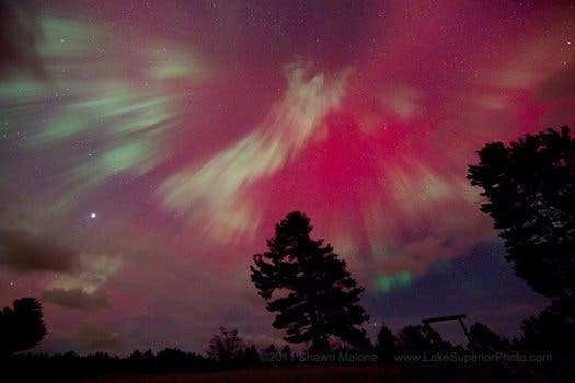 Stunning Northern Lights ... or more like North-ish Lights in Marquette, Michigan Northern Lights. (c) Shawn Malone 