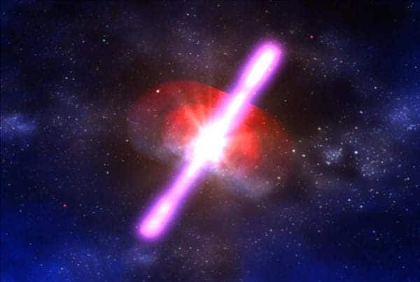 Gamma-ray burst illustration. (c) NASA