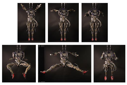 Instances of Boston Dynamics' Petman robot in various human-like positions. (c) Boston Dynamics