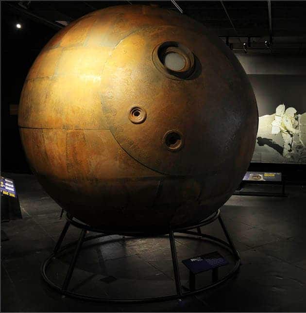 The Vostok capsule, in which Yuri Gagarin embarked on April 12, 1961 to become the first person in space. (c) AMNH\R. Mickens