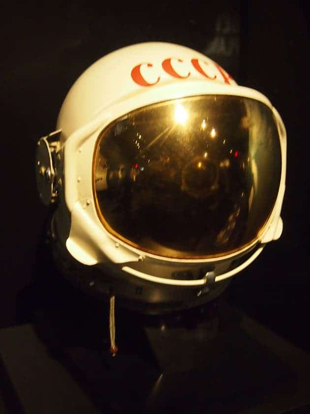 OLYMPUS DIGITAL CAMERA A prototype for a helmet designed to be worn by Russian cosmonauts on the moon. The Russian lunar program was shortly decommissioned, however, after 1969.