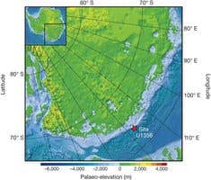 Pre-glacial topographical reconstruction for Antarctica during Eocene–Oligocene times. 