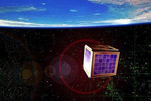 A CubeSat illustration - a miniaturized satellite designed to help universities worldwide to perform space science and exploration. (c) Aalborg University