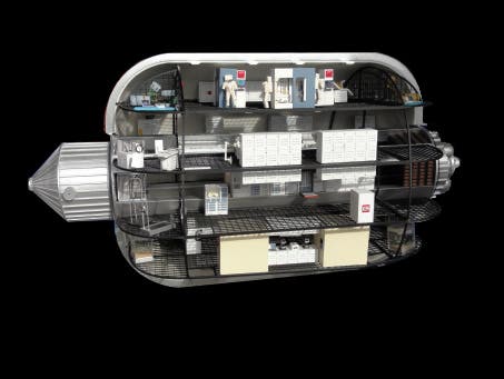A concept design for a inflatable space station module. (c) Bigelow Aerospace