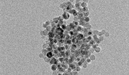 Transmission electron microscopy image showing spherical silicon nanoparticles about 10 nanometers in diameter. These particles, created in a UB lab, react with water to quickly produce hydrogen, according to new UB research. Credit: Swihart Research Group, University at Buffalo.