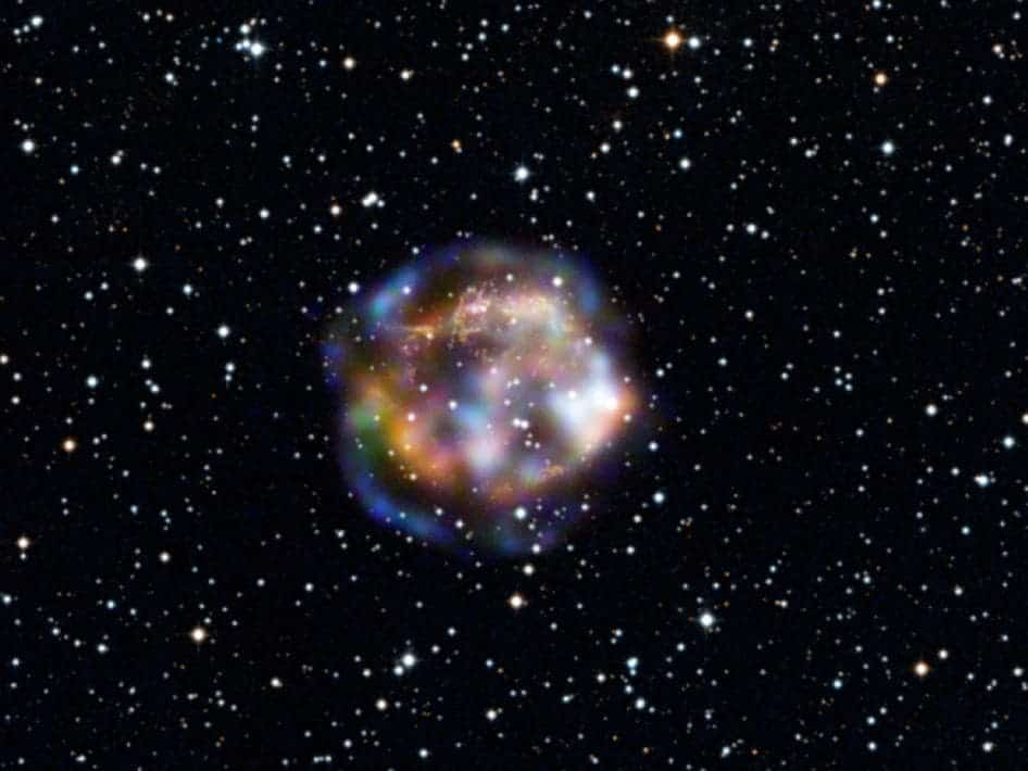 Light from the stellar explosion that created Cassiopeia A is thought to have reached Earth about 300 years ago, after traveling 11,000 years to get here. While the star is long dead, its remains are still bursting with action. (c) NASA