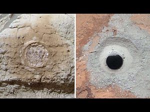 This set of images shows the results from the rock abrasion tool from NASA's Mars Exploration Rover Opportunity (left) and the drill from NASA's Curiosity rover (right). (c) NASA/JPL-Caltech/Cornell/MSSS 