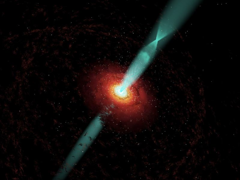 At the heart of virtually every large galaxy lurks a supermassive black hole with a mass of a million to more than a billion times our Sun. Most of these black holes are dormant, but a few per cent are 'active' meaning that they are drawing material from their host galaxy inwards, This forms an accretion disc that feeds the black hole. Image credit: Wolfgang Steffen, Cosmovision