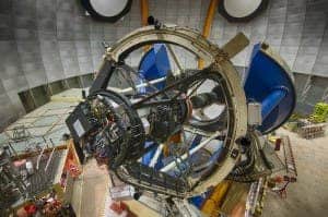 The Dark Energy Camera photographs galaxies from its perch on the Blanco telescope in Chile. (c) Reidar Hahn/Fermilab