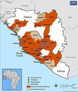 Ebola outbreak map