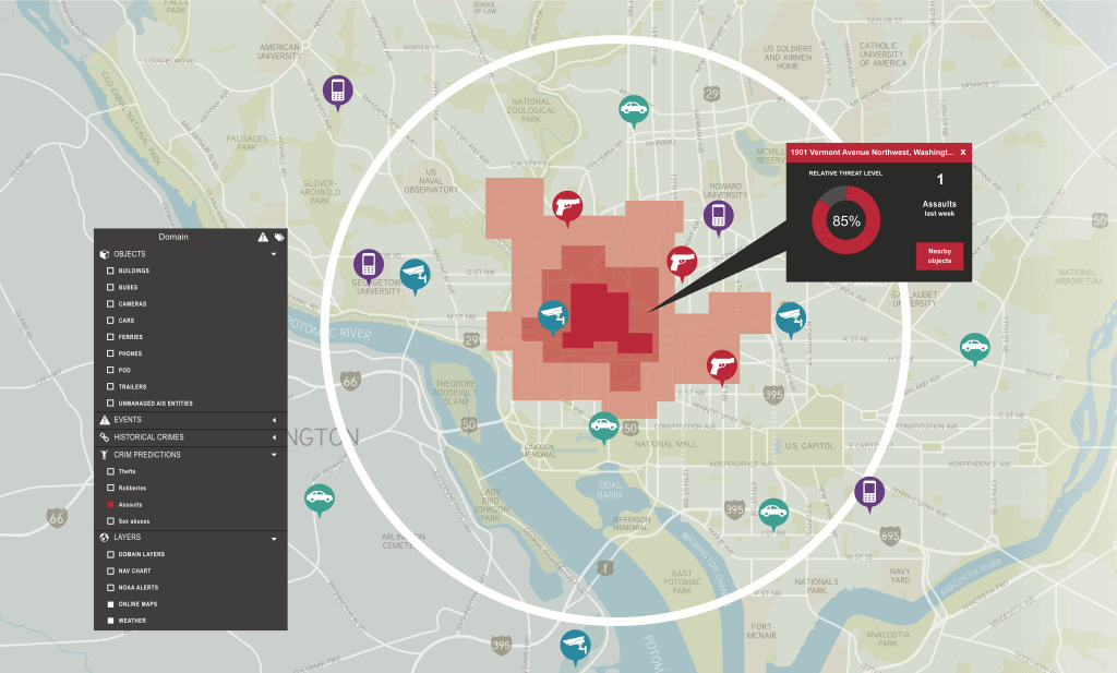 PCA provides a highly visual interface, with color-coded maps indicating the intensity of various crime indicator