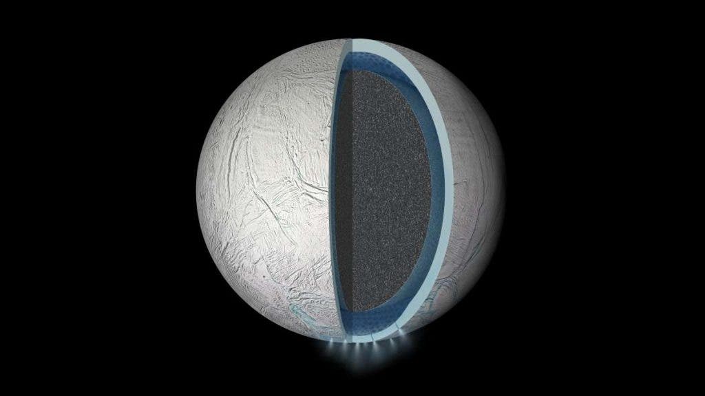 What Enceladus might look like in a cross-section view. Image: NASA JPL