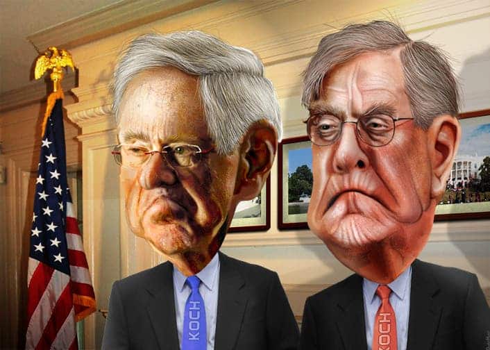 Charles and David Koch - The Koch Brothers. Credit: Flickr user DonkeyHotey.