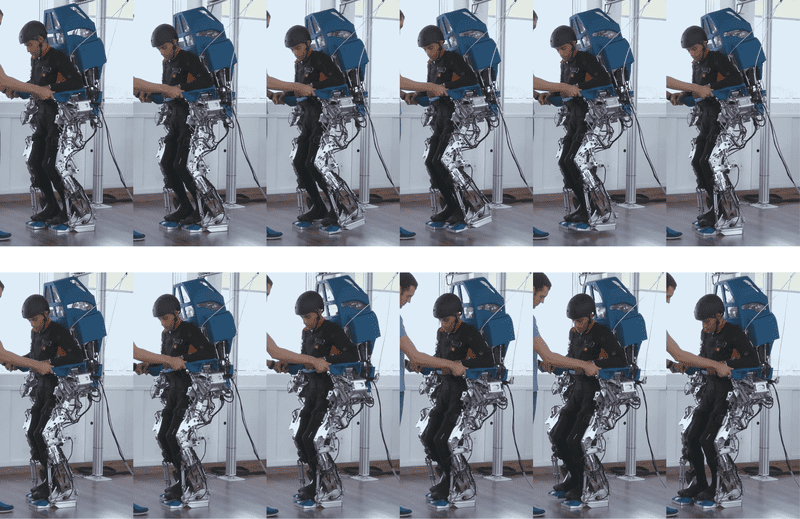 Patients controlled an exoskeleton's legs on a treadmill using their thoughts. Credit: AASDAP