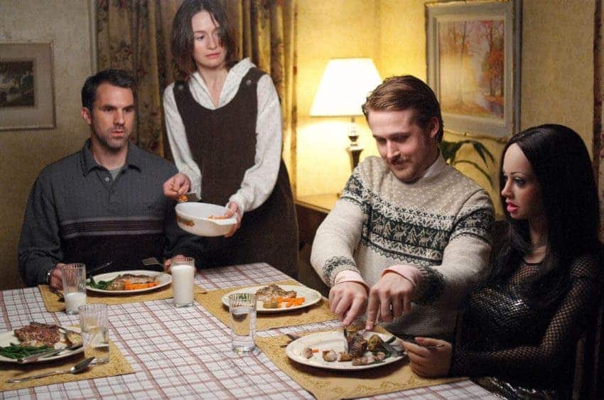 Nothing awkward in this scene from the movie "Lars and The Real Girl."