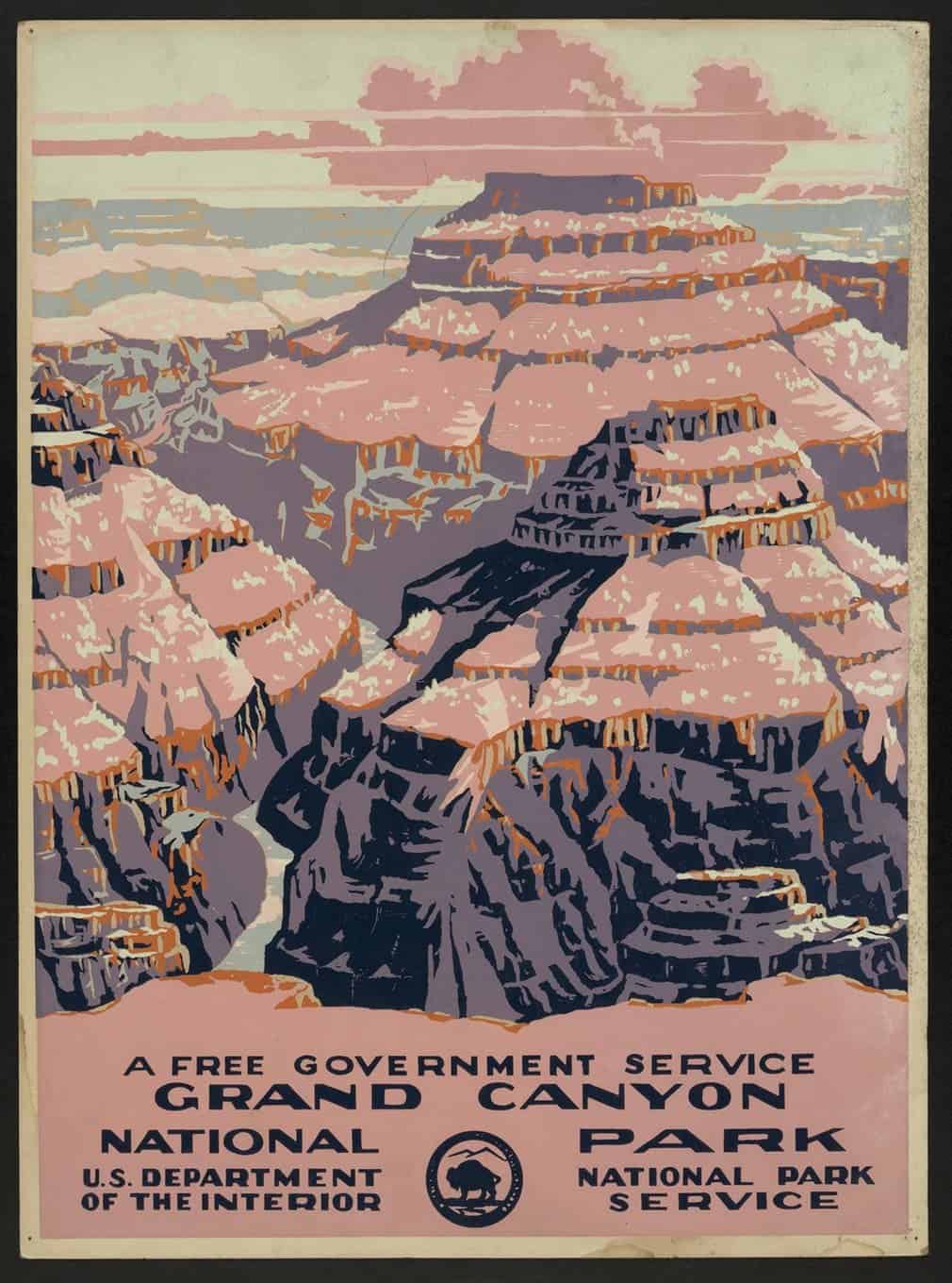 Grand Canyon national park poster, National Park Service, circa 1938