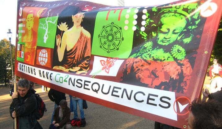2006 National Climate March, “Buddhists for Creative Change” banner, photo by Akuppa John Wigham, flickr C.C.
