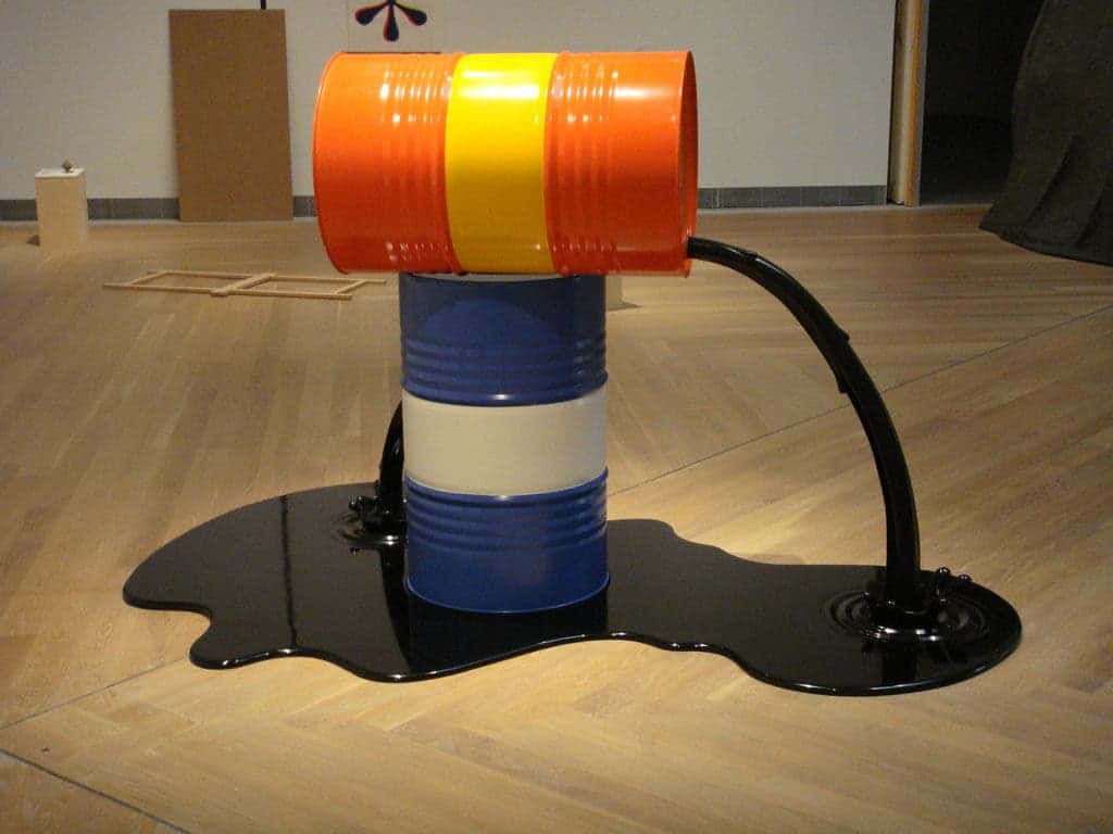 Oil barrels.