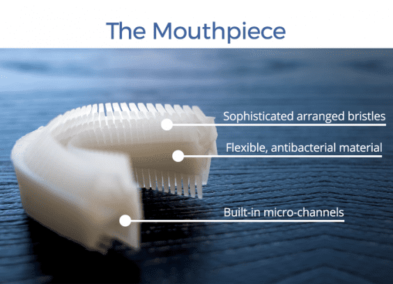 The mouthpiece is made from bacteria-resistant silicone and features 3D brisltes on both sides (Kickstarter: Amabrush)