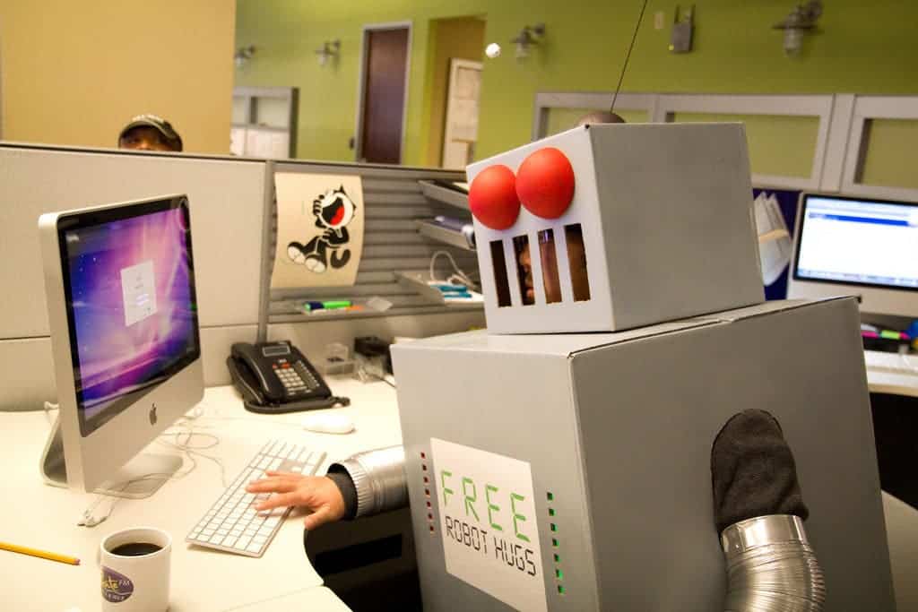 Robot suit office.