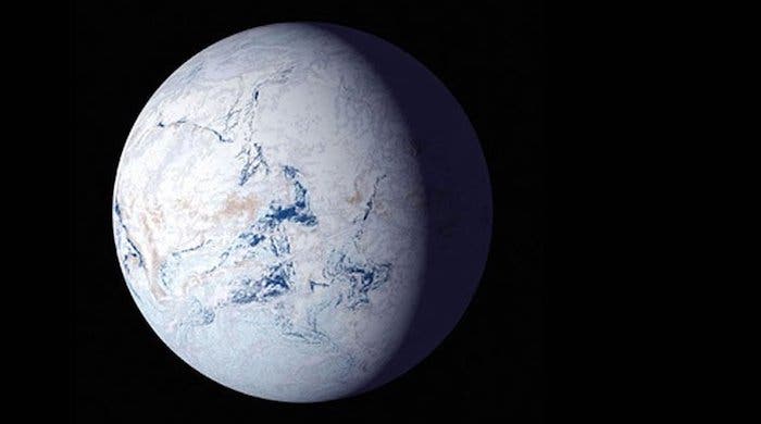 About 700 million years ago, runaways glaciers covered the entire planet in ice. Credit: NASA.