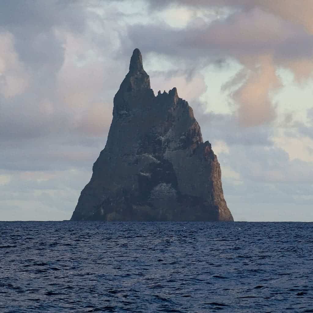 This isn't a CGI rendering for some fantasy movie. Ball’s Pyramid (named after a European named Ball who first saw it in 1788) was formed 7 million years ago due to a volcanic eruption. 
