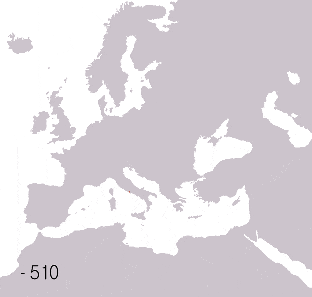 Animated map showing the rise and decline of the Roman Empire. Credit: Roke, Wikimedia Commons.