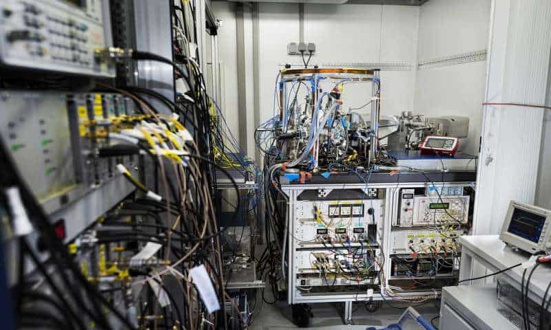What PTB's transportable optical atomic clock looks like inside the trailer. Credit: Physikalisch-Technische Bundesanstalt (PTB).