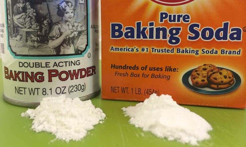 Although they appear identical, baking powder and baking soda are slightly different. Credit: Eat By Date.