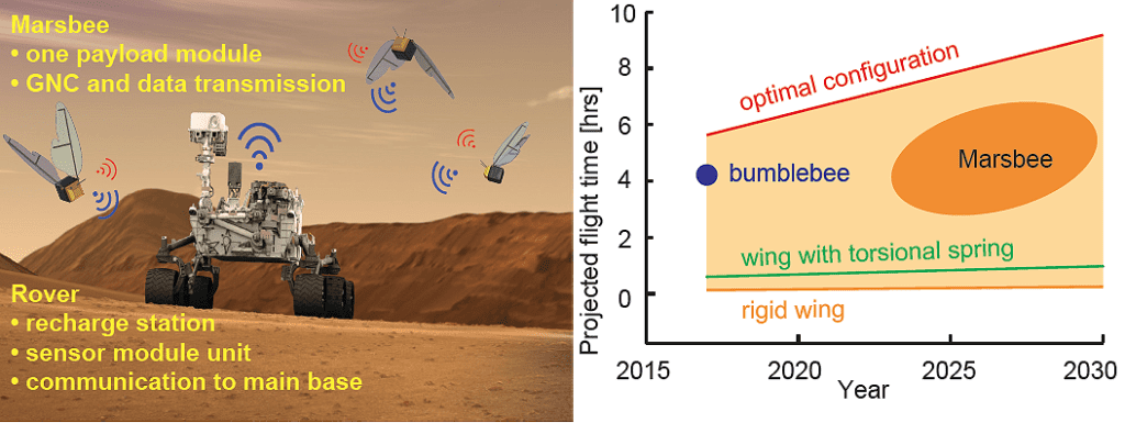 Graphic depiction of Marsbee - Swarm of Flapping Wing Flyers for Enhanced Mars Exploration. Credits: C. Kang.
