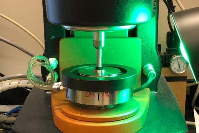 Rheometer with material.