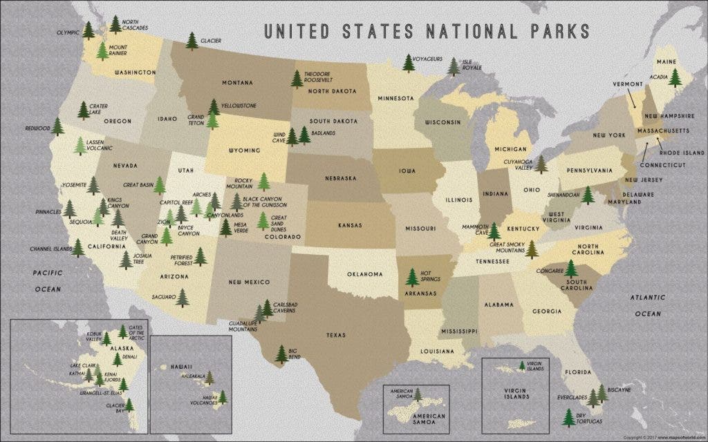Map national parks.
