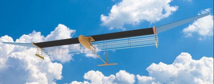 Illustration of the world's first ionic-wind-powered aircraft. Credit: MIT.