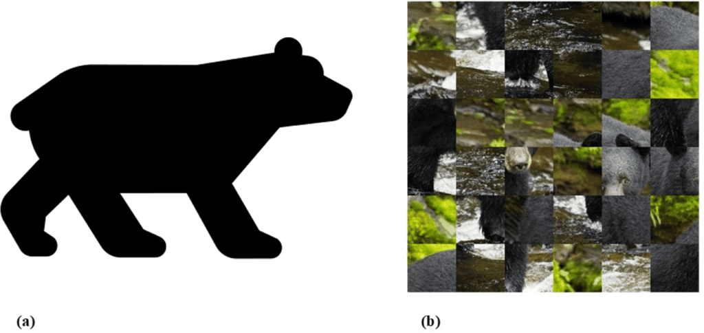 Silhouette and scrambled bear.
