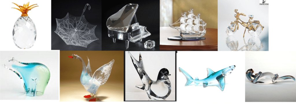 Glass figurines.