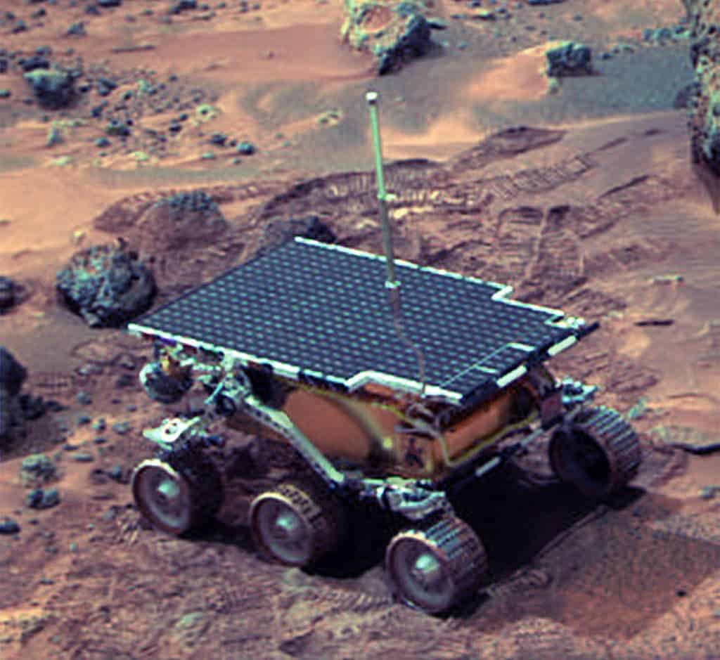 Sojourner is the Mars Pathfinder robotic Mars rover that landed on July 4, 1997 in the Ares Vallis region. Credit: NASA JPL.