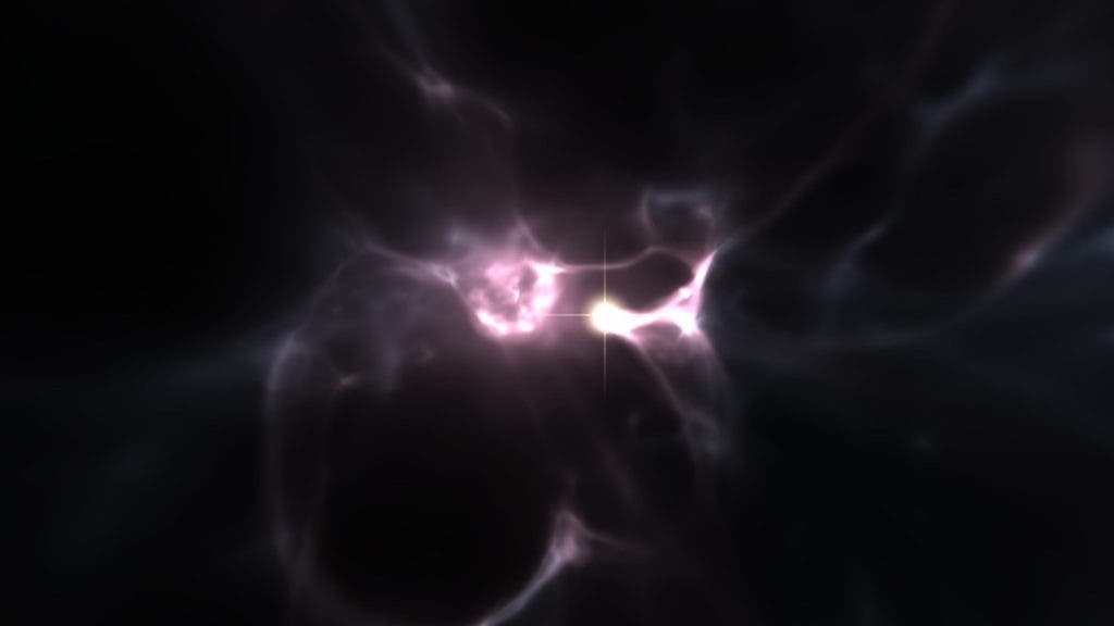 Artist impression of the formation of the very first stars. Credit: WISE, ABEL, KAEHLER.