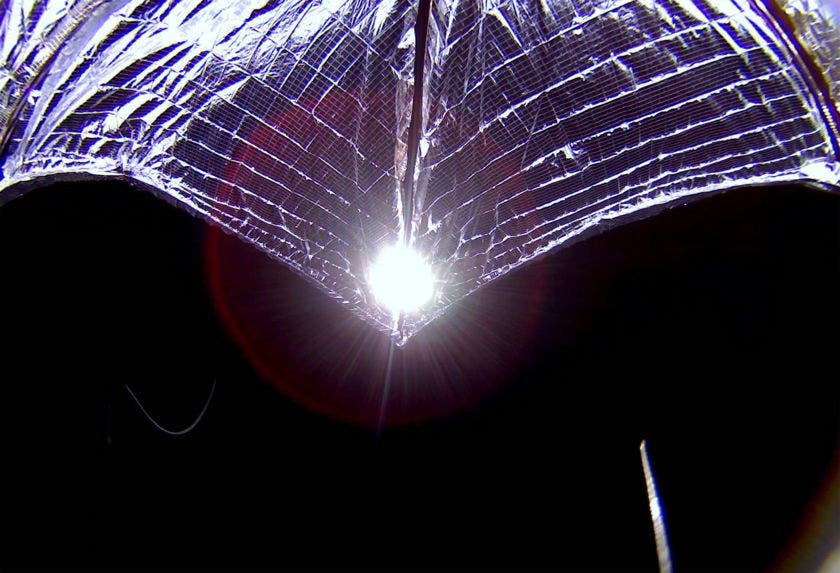 Image taken during the LightSail 2 sail deployment sequence on 23 July 2019. Credit: The Planetary Society.