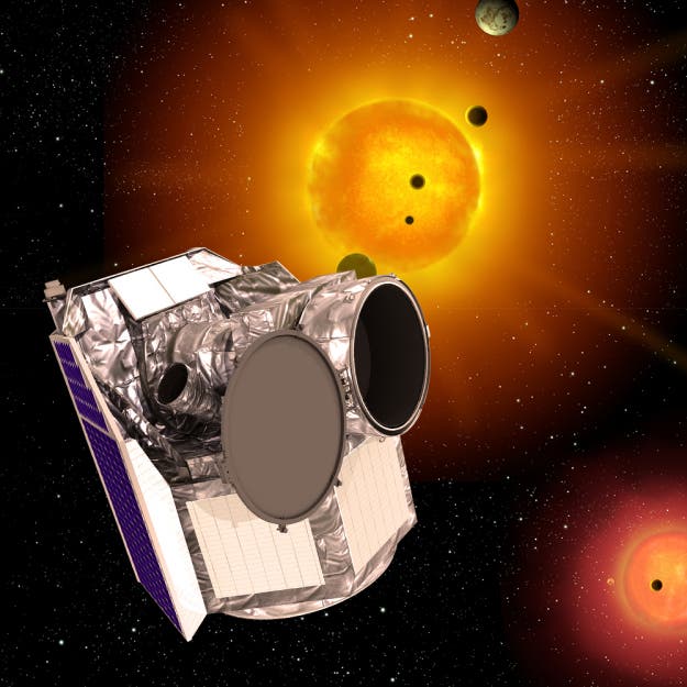 An artist's impression of the CHEOPS telescope--the ESA's first S-Class project which will search for suitable exoplanets for future investigations (ESA)
