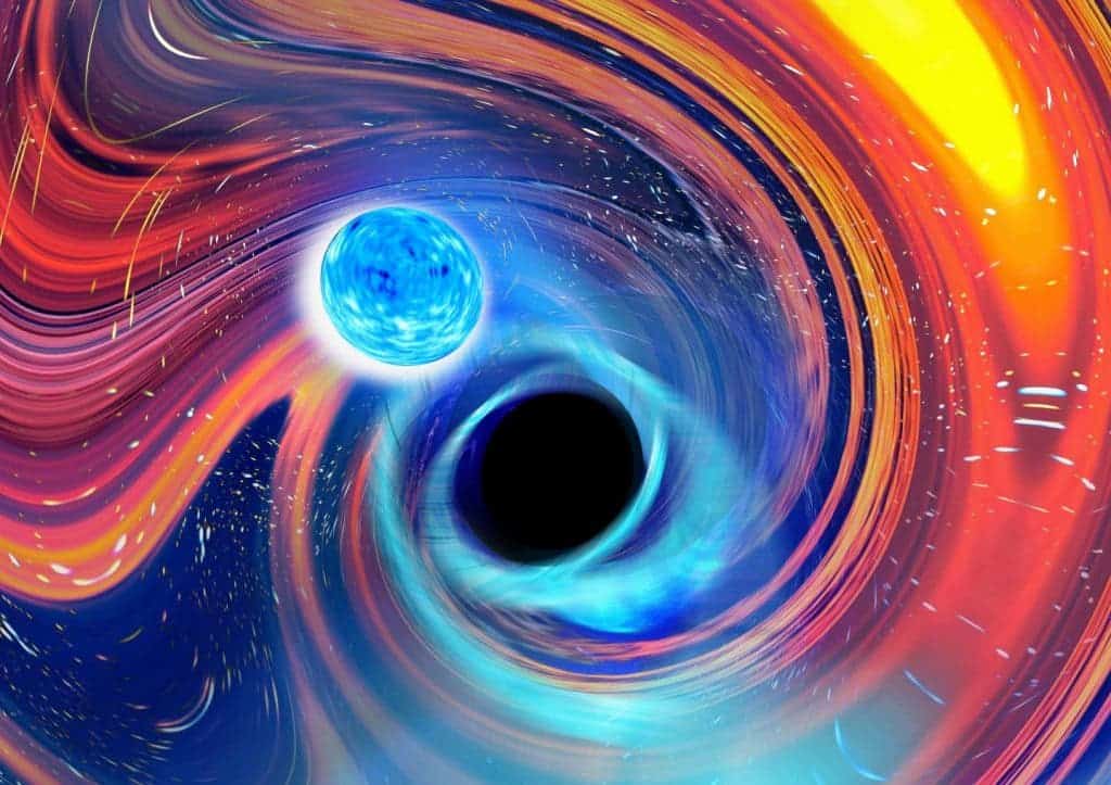 Artist's view of a black hole-neutron star merger. (Carl Knox, OzGrav - Swinburne University)