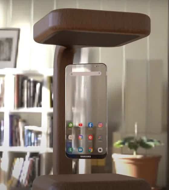 Concept image of Samsung galaxy transparent smartphone.