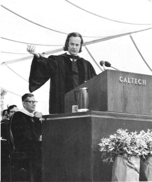 Richard Feynman holding a speech.