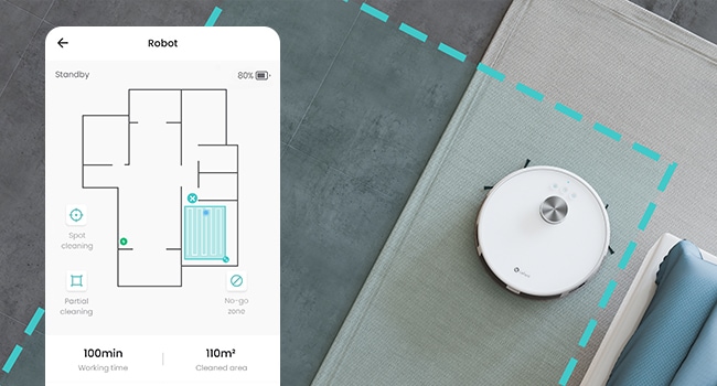 Picture of Lefant vacuum cleaner and a house map