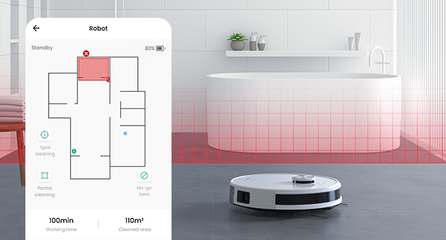 picture of Lefant vacuum cleaner and cleaning map