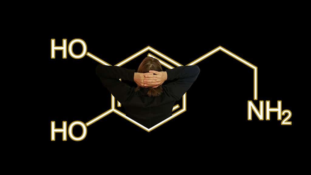 Person looking at chemical formula of dopamine