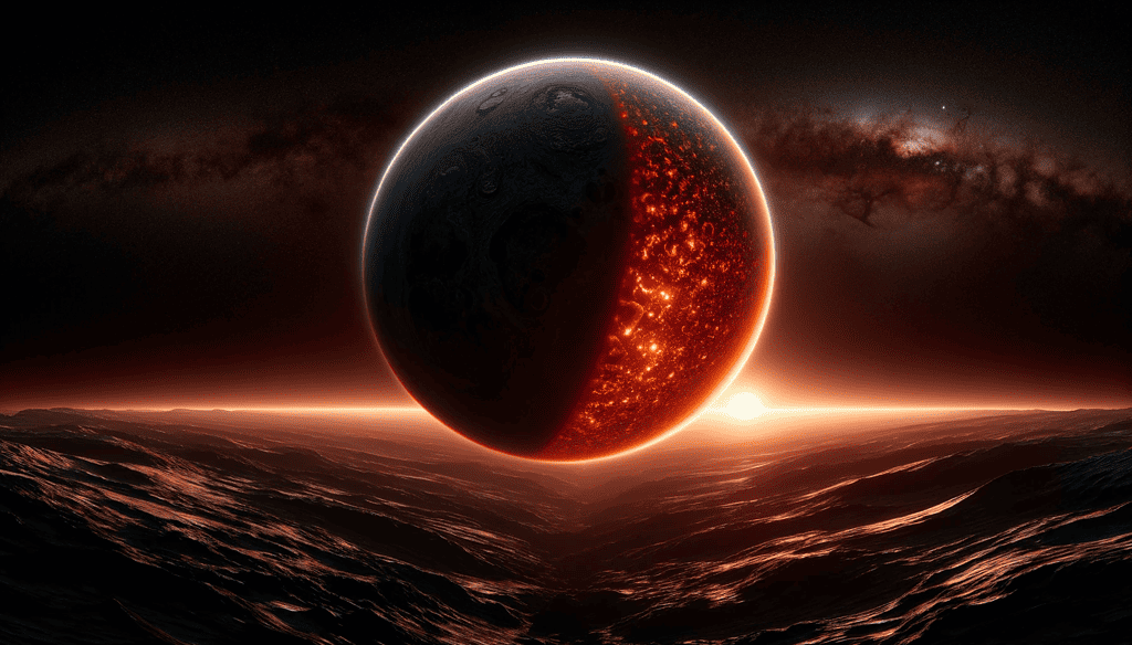 AI depiction of half-lava planet