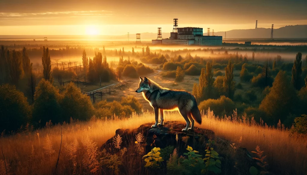 Artistic depiction of a wolf in the Chernobyl Exclusion Zone
