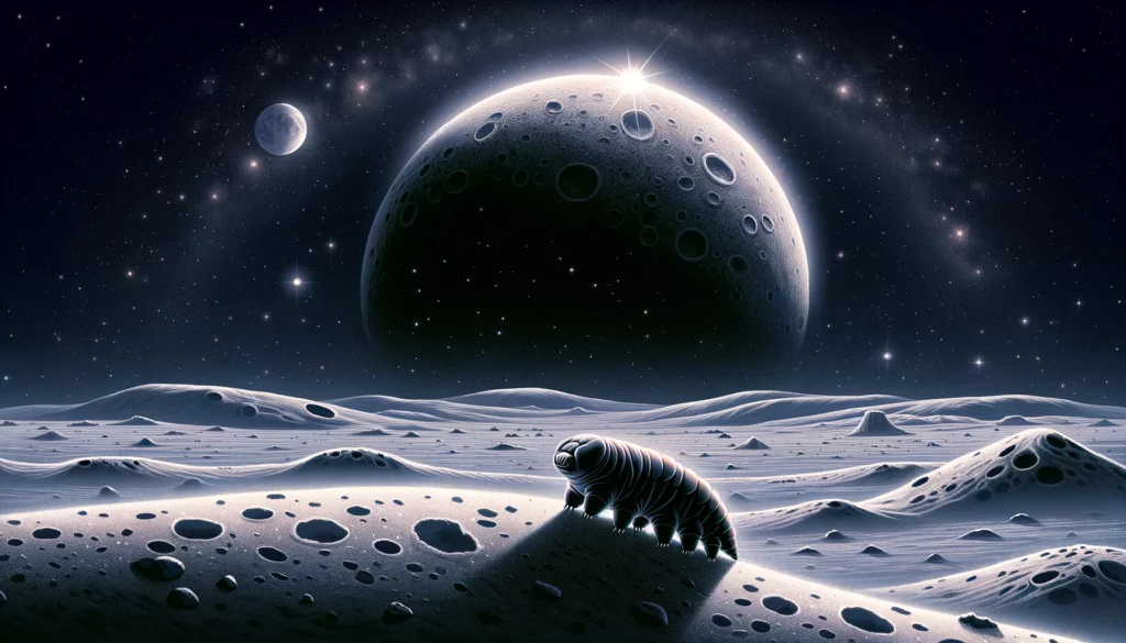 tardigrade on the moon, AI image
